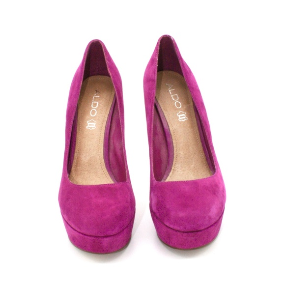 Aldo Purple Violet Round Toe Platform Pumps 9 - Picture 5 of 8